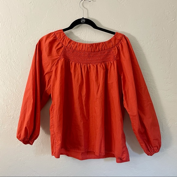 Anthropologie Maeve Jessie red smocked swing top - Picture 4 of 9